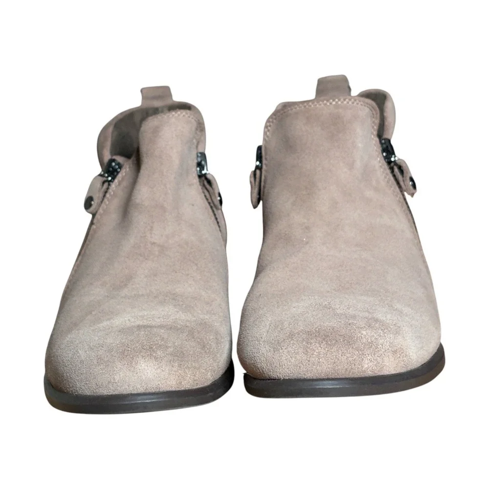 Munro Womens Tan Suede Dual Zip Ankle Boots Block Heel Size‎ 9M